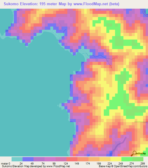 Sukomo,Japan Elevation Map