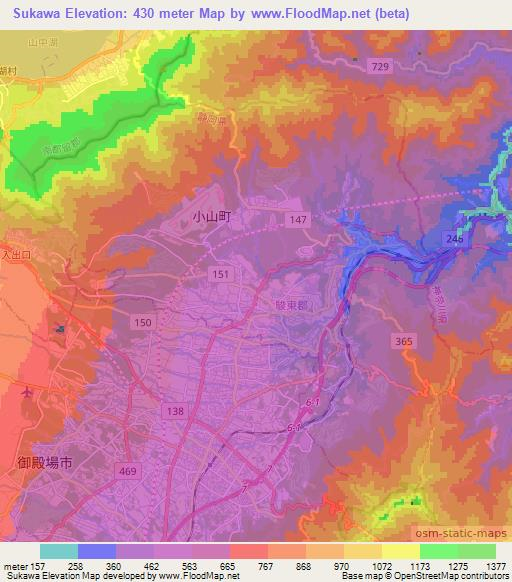 Sukawa,Japan Elevation Map