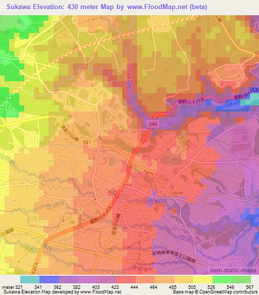 Sukawa,Japan Elevation Map