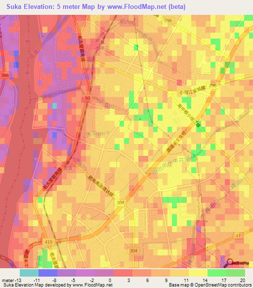 Suka,Japan Elevation Map