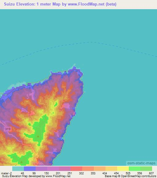 Suizu,Japan Elevation Map