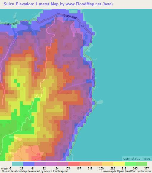 Suizu,Japan Elevation Map