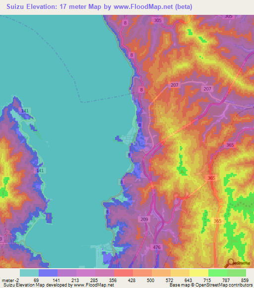 Suizu,Japan Elevation Map