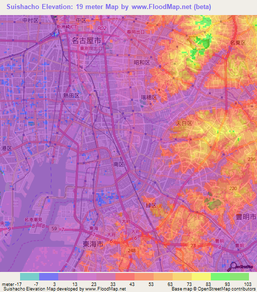 Suishacho,Japan Elevation Map