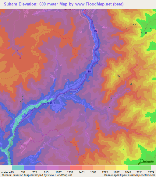 Suhara,Japan Elevation Map