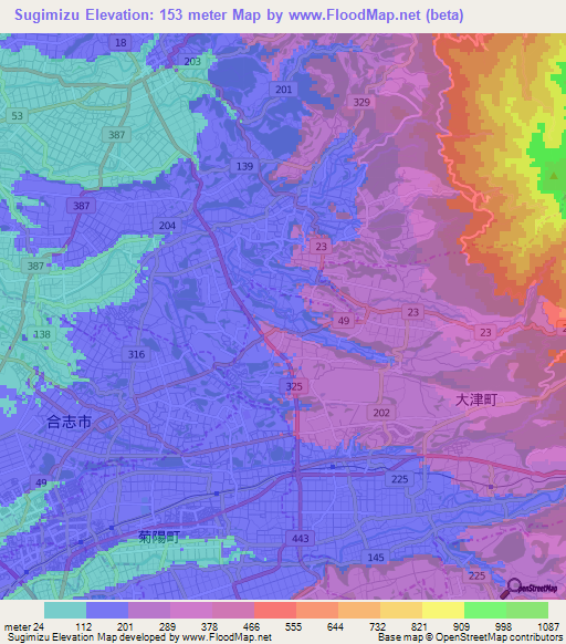 Sugimizu,Japan Elevation Map
