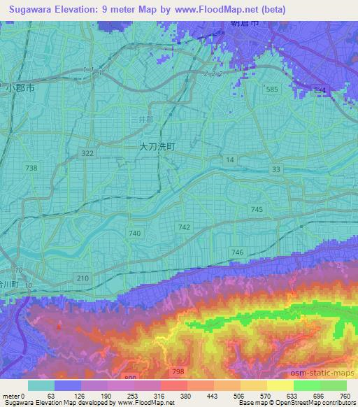 Sugawara,Japan Elevation Map