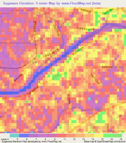 Sugawara,Japan Elevation Map