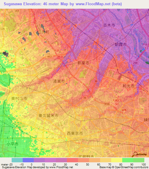 Sugasawa,Japan Elevation Map