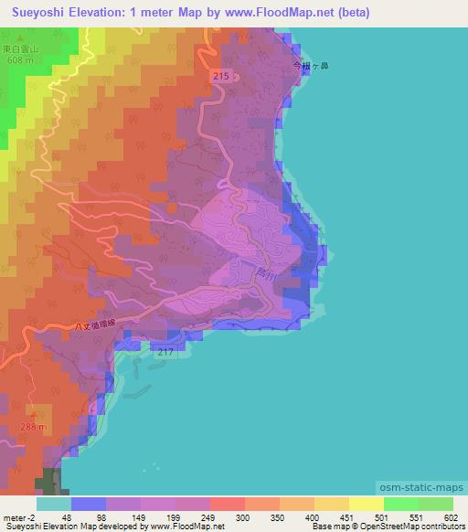 Sueyoshi,Japan Elevation Map