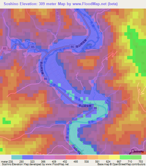 Soshino,Japan Elevation Map