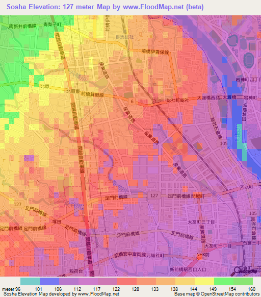 Sosha,Japan Elevation Map