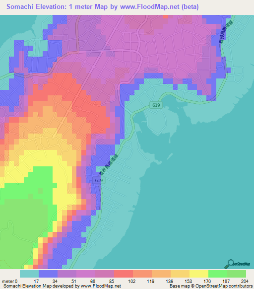 Somachi,Japan Elevation Map