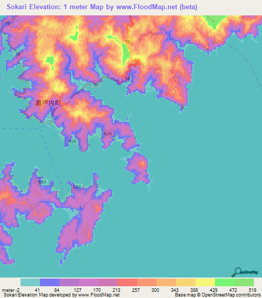 Sokari,Japan Elevation Map