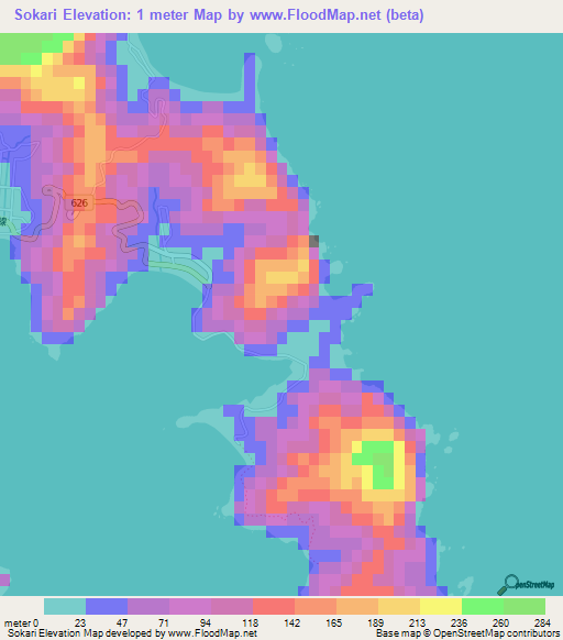 Sokari,Japan Elevation Map