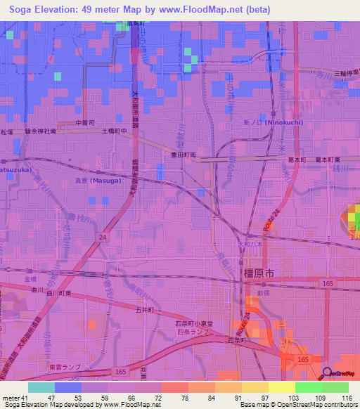 Soga,Japan Elevation Map
