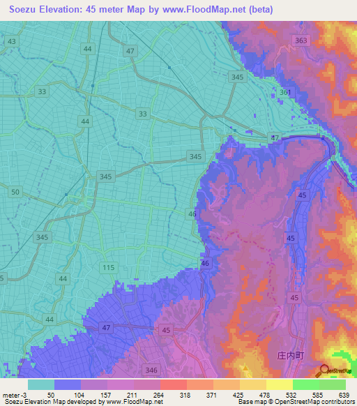 Soezu,Japan Elevation Map