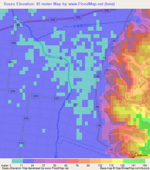 Soezu,Japan Elevation Map