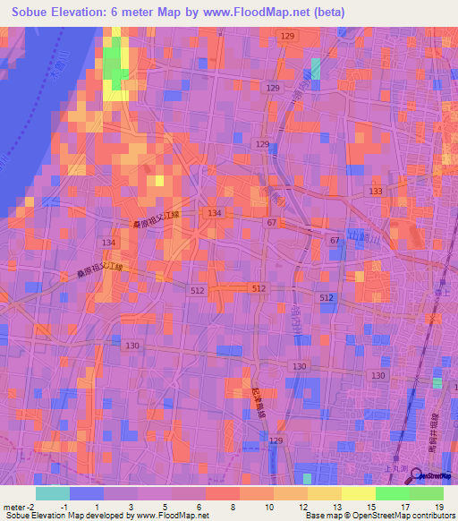 Sobue,Japan Elevation Map