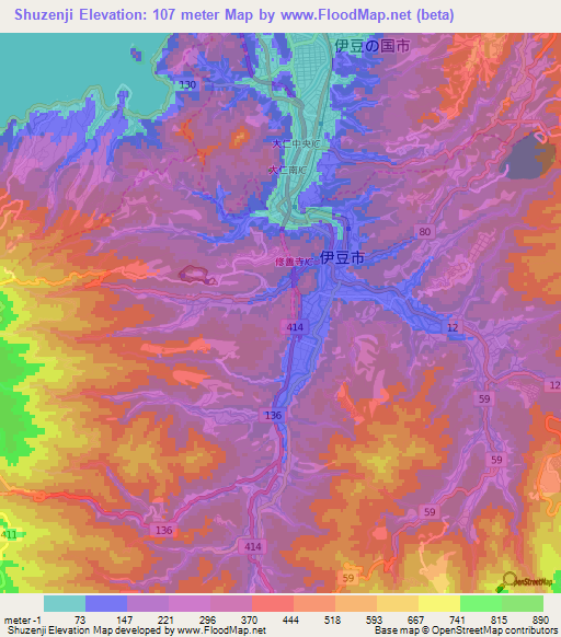 Shuzenji,Japan Elevation Map