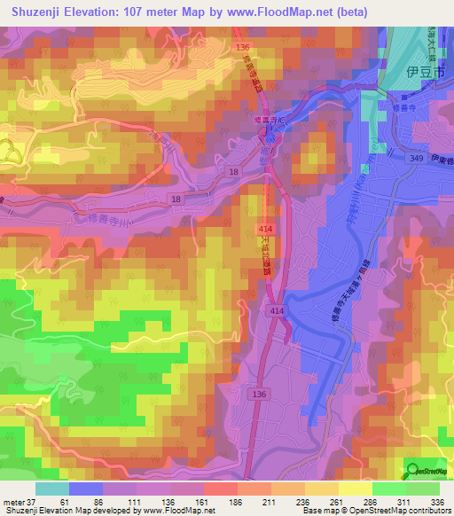 Shuzenji,Japan Elevation Map