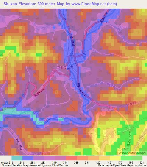 Shuzan,Japan Elevation Map
