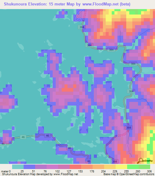 Shukunoura,Japan Elevation Map
