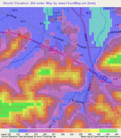 Shuchi,Japan Elevation Map