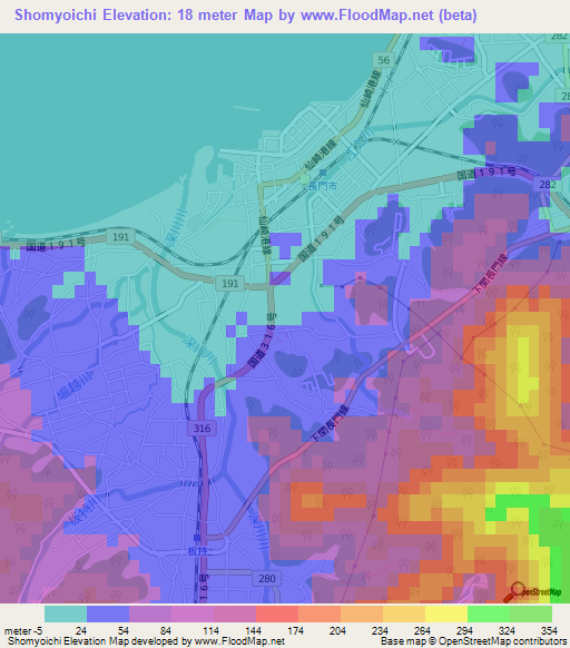 Shomyoichi,Japan Elevation Map
