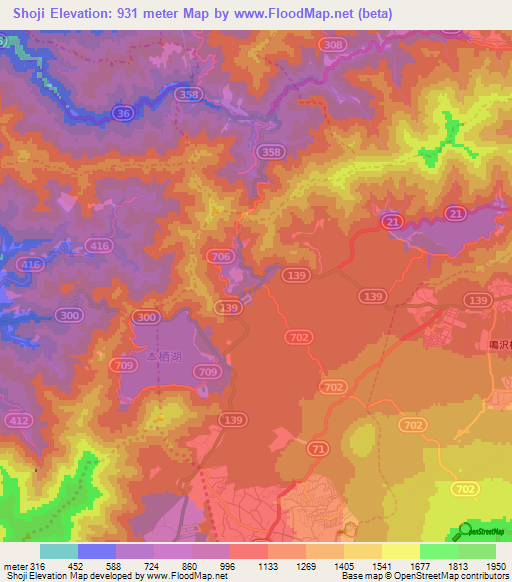 Shoji,Japan Elevation Map