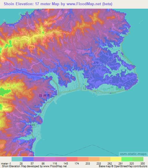 Shoin,Japan Elevation Map