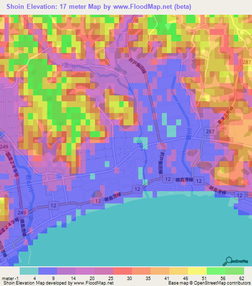 Shoin,Japan Elevation Map