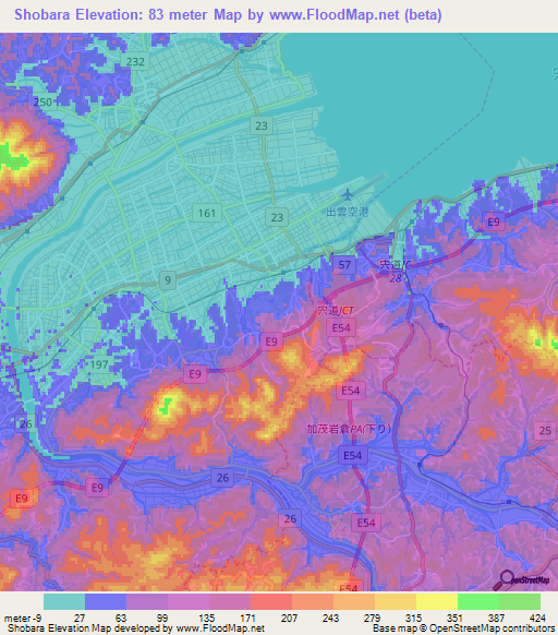 Shobara,Japan Elevation Map