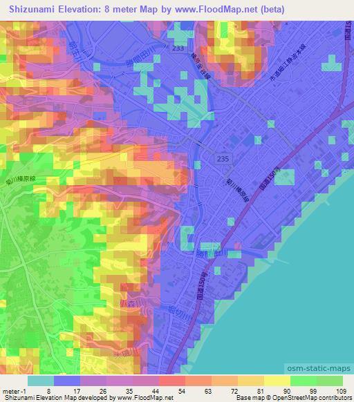 Shizunami,Japan Elevation Map