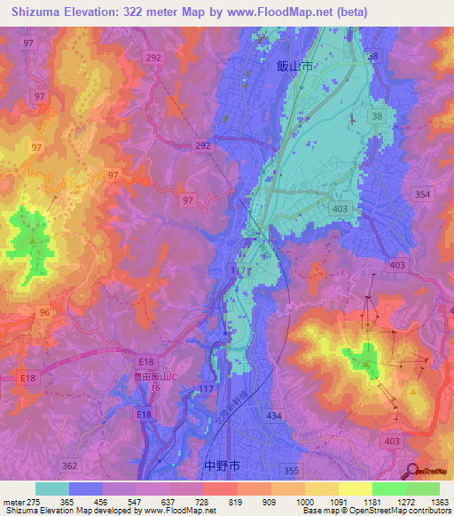 Shizuma,Japan Elevation Map