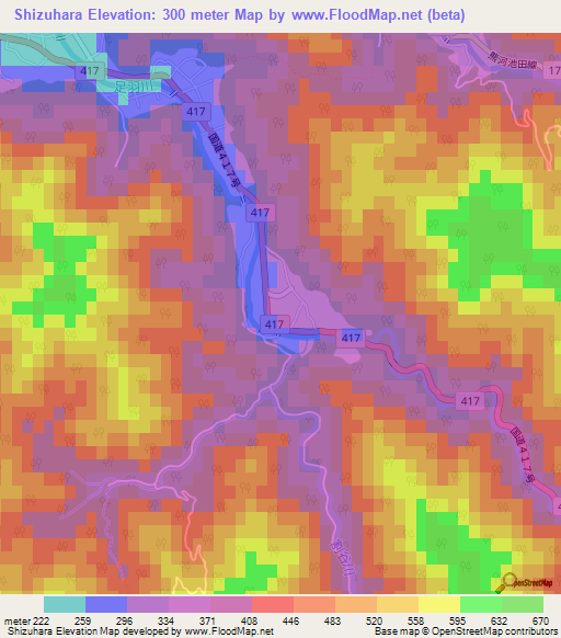 Shizuhara,Japan Elevation Map