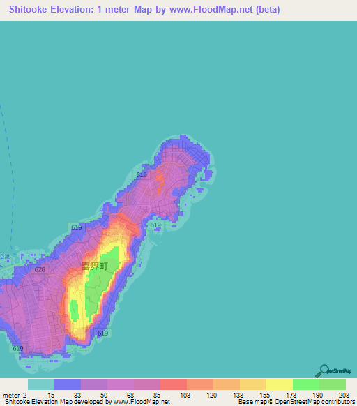 Shitooke,Japan Elevation Map