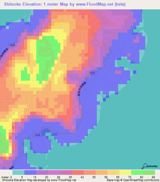 Shitooke,Japan Elevation Map