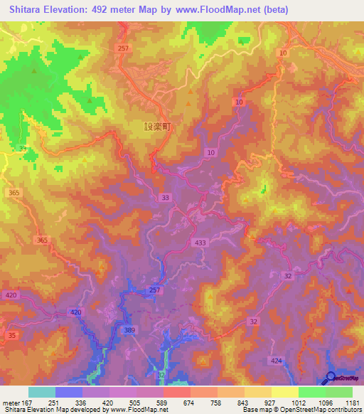 Shitara,Japan Elevation Map