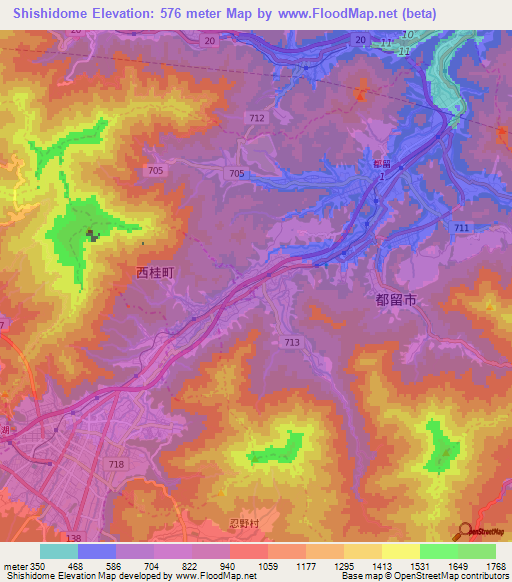 Shishidome,Japan Elevation Map