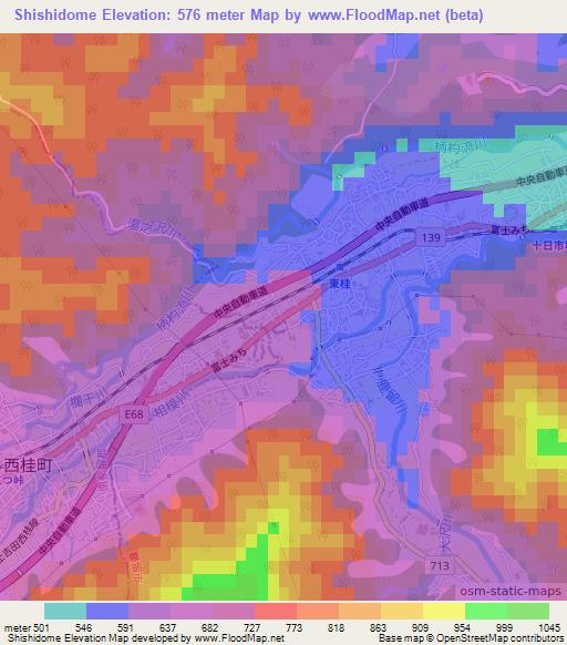 Shishidome,Japan Elevation Map