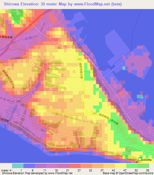 Shirowa,Japan Elevation Map