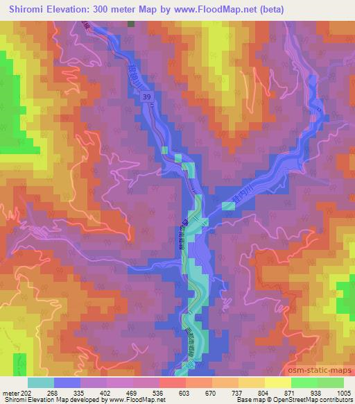 Shiromi,Japan Elevation Map