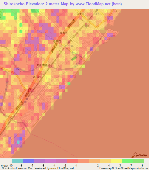 Shirokocho,Japan Elevation Map