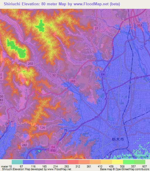 Shiriuchi,Japan Elevation Map