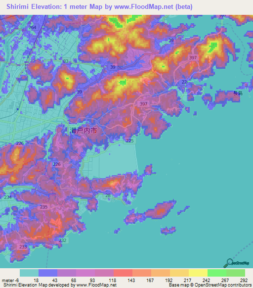 Shirimi,Japan Elevation Map