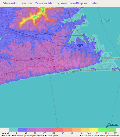 Shirasuka,Japan Elevation Map