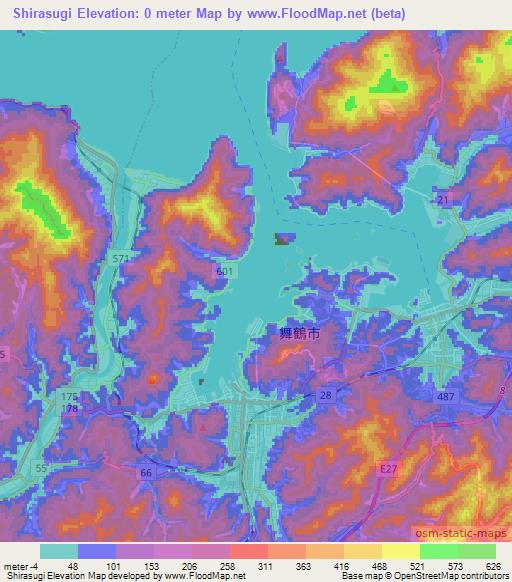 Shirasugi,Japan Elevation Map