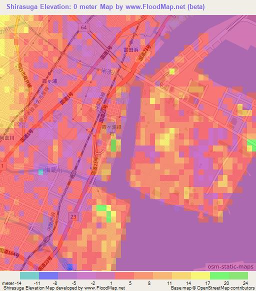 Shirasuga,Japan Elevation Map