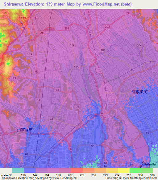 Shirasawa,Japan Elevation Map